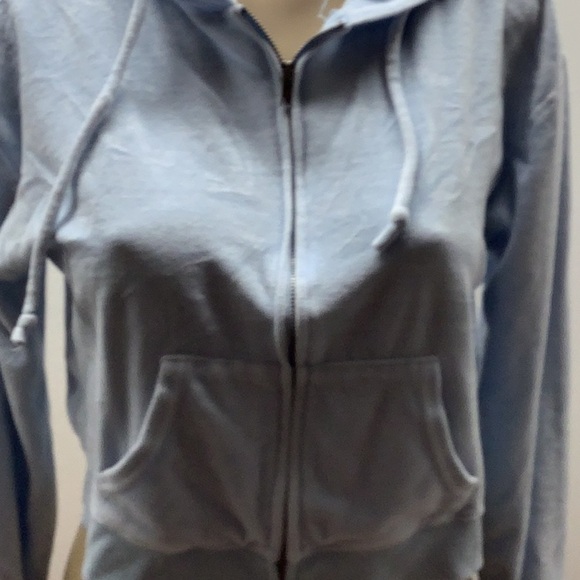 Social Scene Size Large Light Blue Crop Hoodie Zipper Jacket. Preloved - Picture 2 of 7